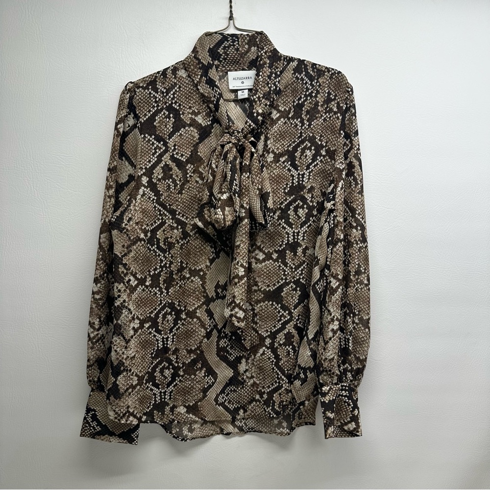 Altuzarra For Target Python Print Bow Blouse Size… - image 2